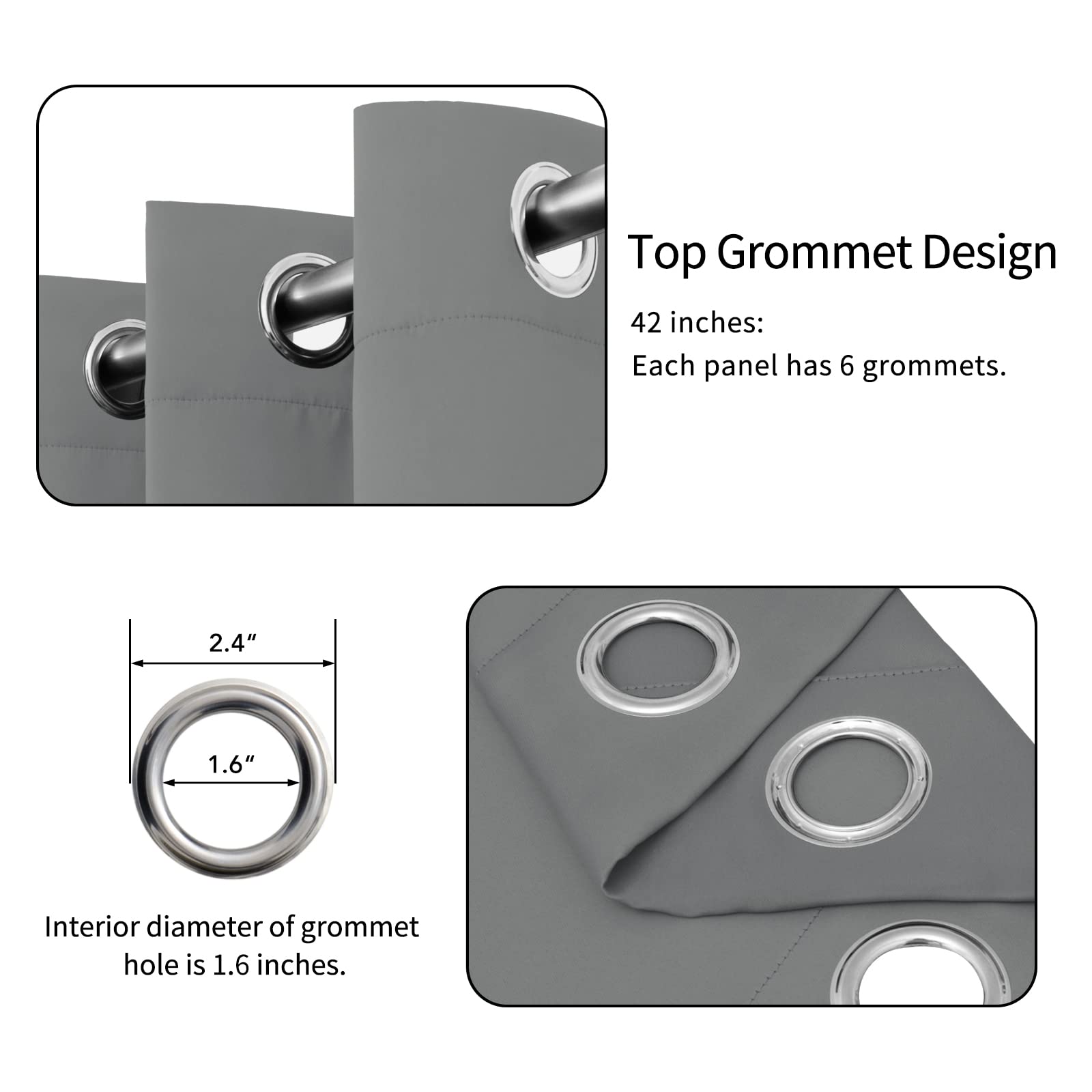 Easy-Going Blackout Curtains For Bedroom, Solid Thermal Insulated Grommet And Noise Reduction Window Drapes, Room Darkening Curtains For Living Room, 2 Panels (42X95 In, Light Gray)