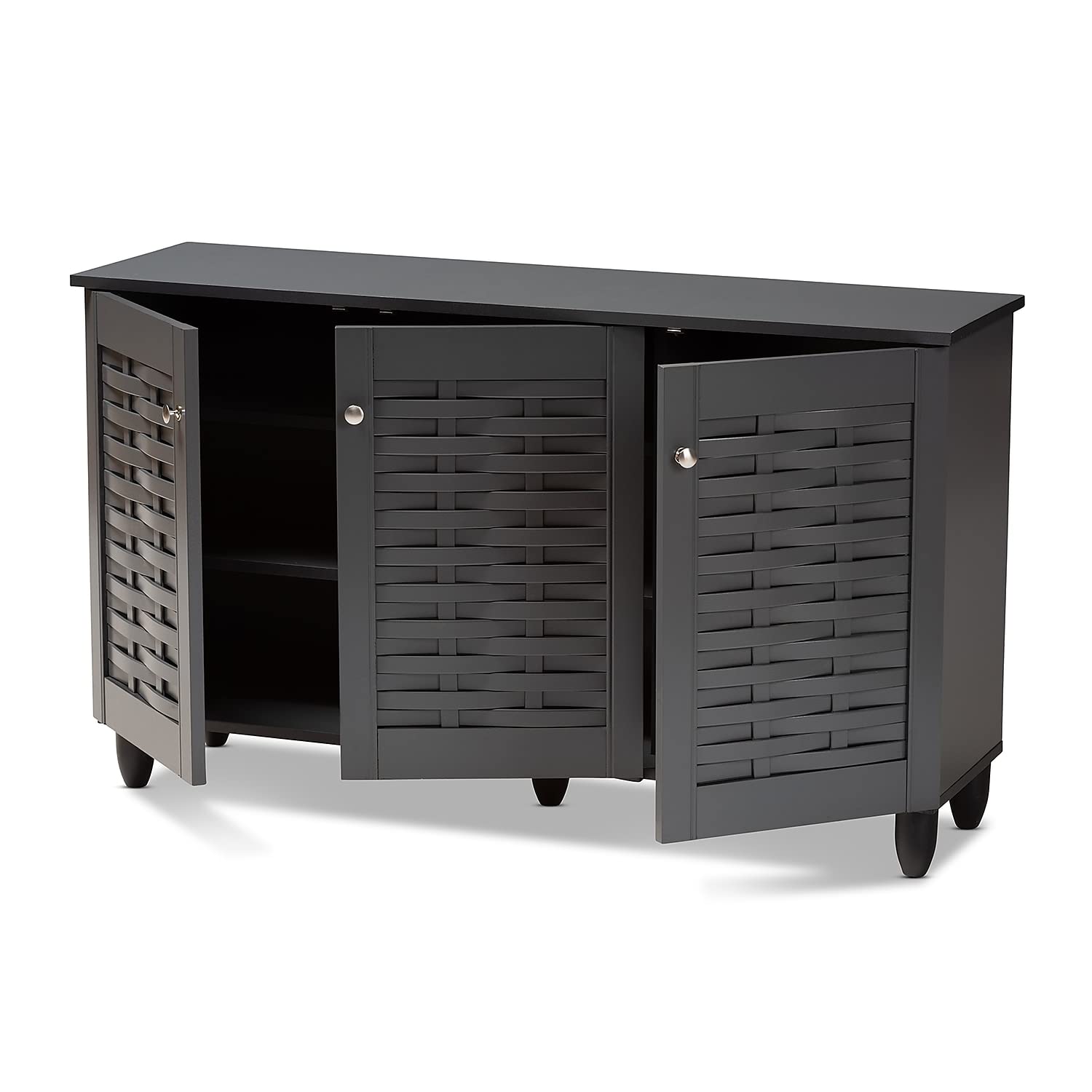 Baxton Studio Winda 3-Door Shoe Storage Cabinet, Dark Gray (152-9167-HiT)