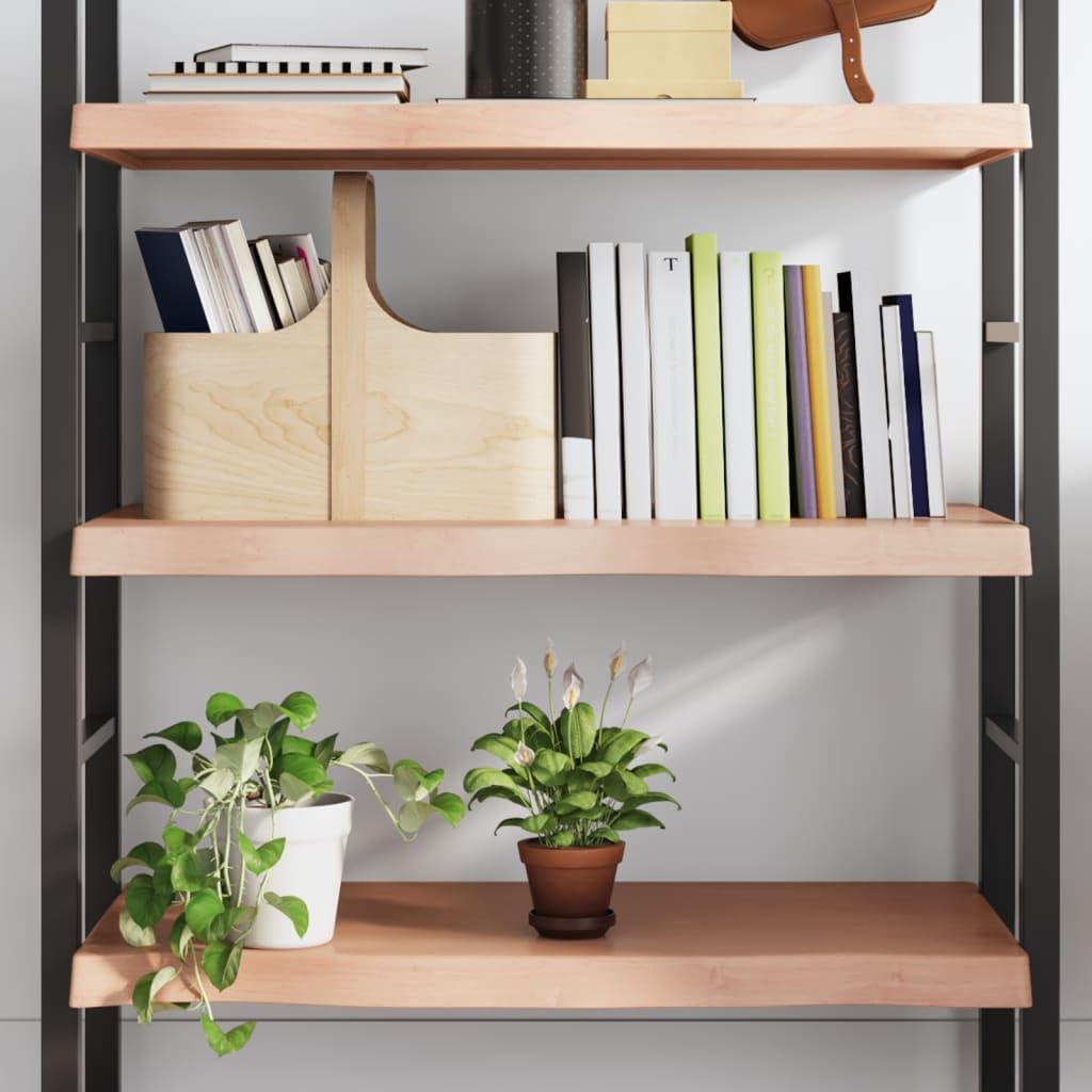 vidaXL Solid Oak Wood Wall Shelf - Light Brown Rustic Style Handmade Live Edge Shelf with Durable Varnished Finish - Versatile Use as Desk, Cabinet, Table Top