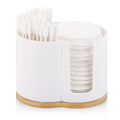 Tbestmax Qtip Dispenser 2-Grid Cotton Ball , Swab, Round Pads Holder for Bathroom Container Organizer, Plastic, White