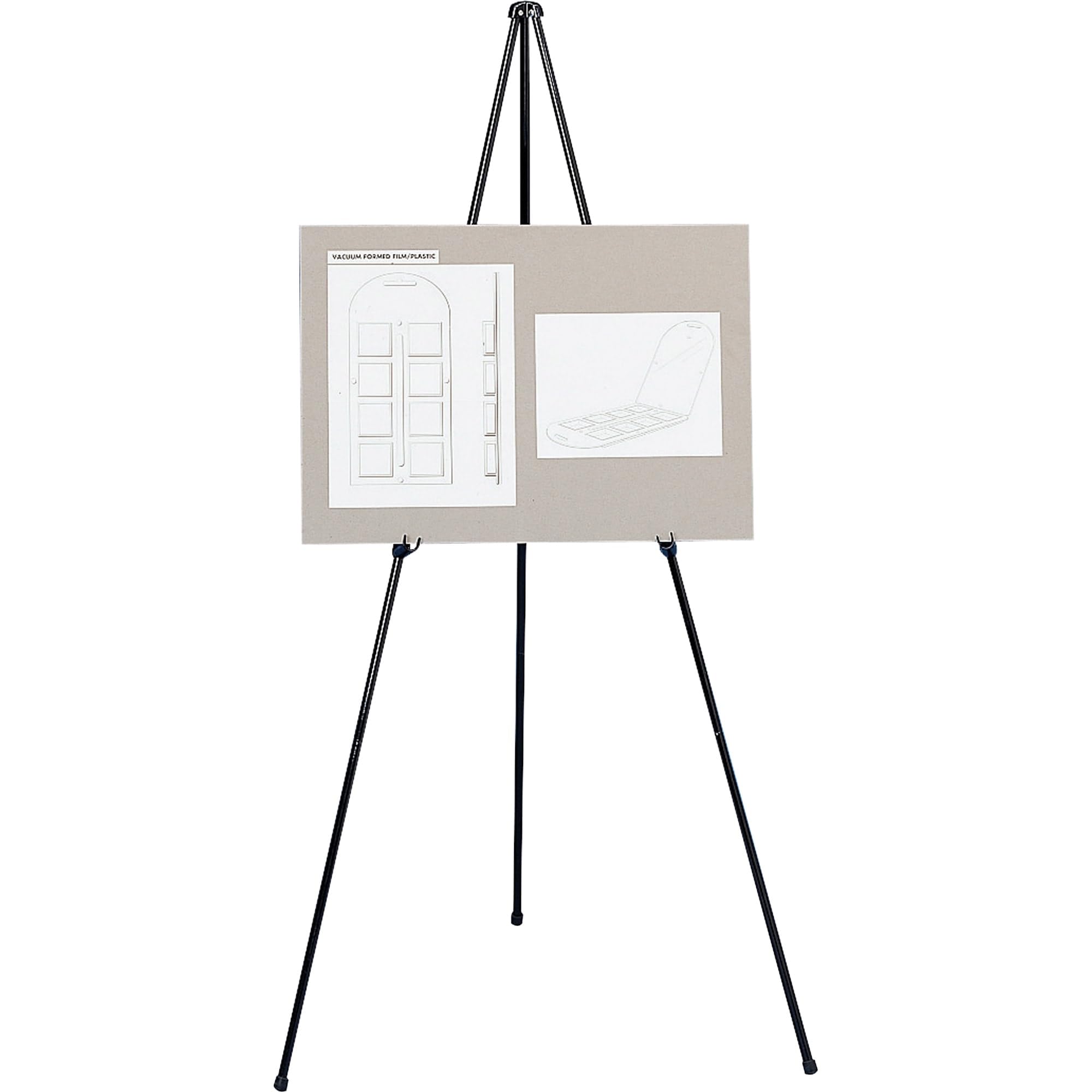 Lorell Folding Display Easel With Adjustable Display Holder, 63-Inch, Black