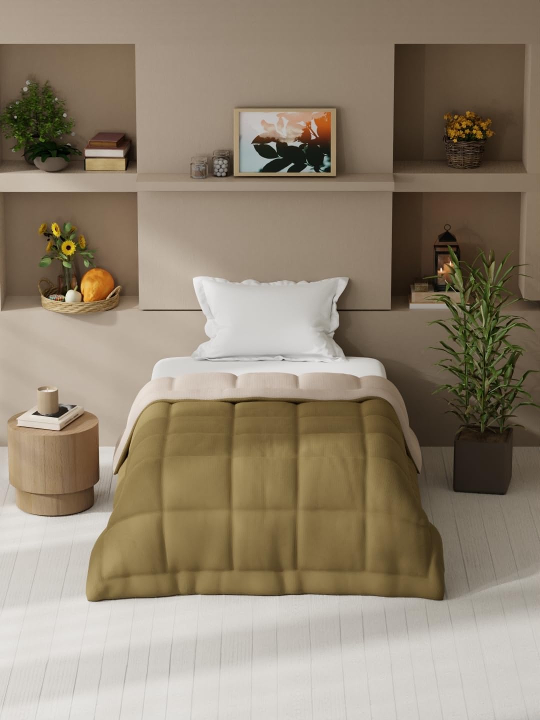 Kopa Ultra Soft Microfiber Reversible Comforter For All Weather 1Pc Single (Feather Lite) Brown/Sand