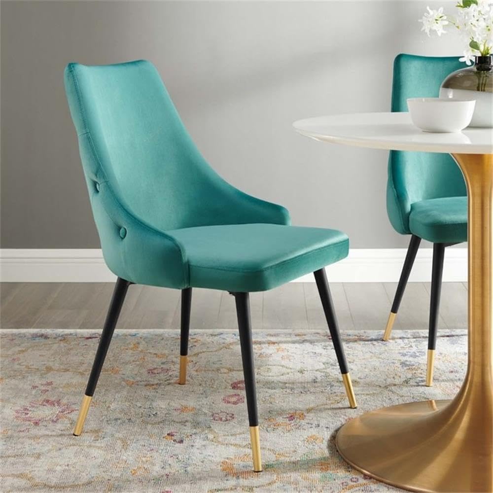 Modway Adorn Tufted Performance Velvet Dining Side Chair, Teal 25D X 22W X 34H Inch