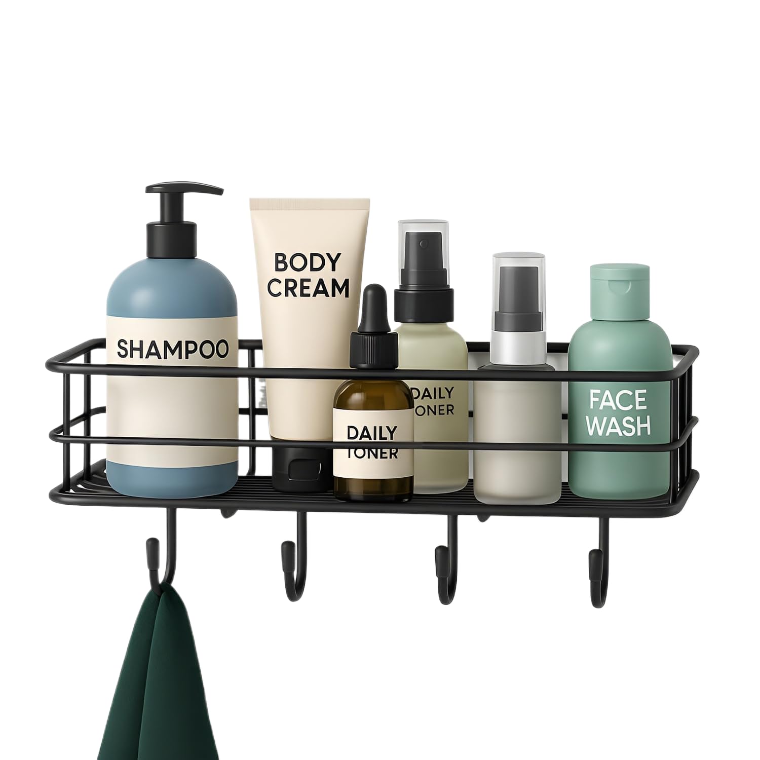 Kepzell Bathroom Organiser Without Drill/Gi Steel Self Adhesive Bathroom Shelf/Bathroom Stand For Wall/Bathroom Accessories Set