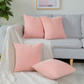 Otostar Corduroy Decorative Throw Pillow Cover Pack Of 4 Home Decor Soft Cushion Covers Square Pillowcase Decorations For Sofa Couch Office Bedroom Chair Car (Granules Pink, 18''X18'')