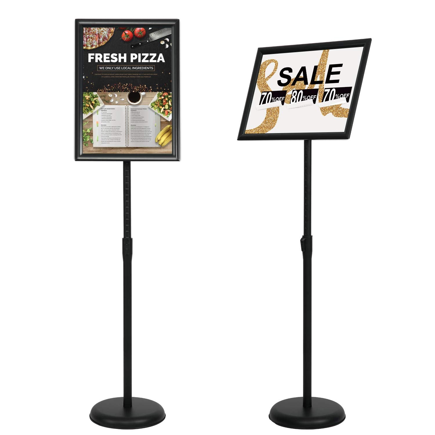 Vaiigo 11 X 17 Inch Adjustable Pedestal Sign Holder Poster Stand, Heavy Duty Floor Standing Sign Holder Stand Aluminum Snap Open