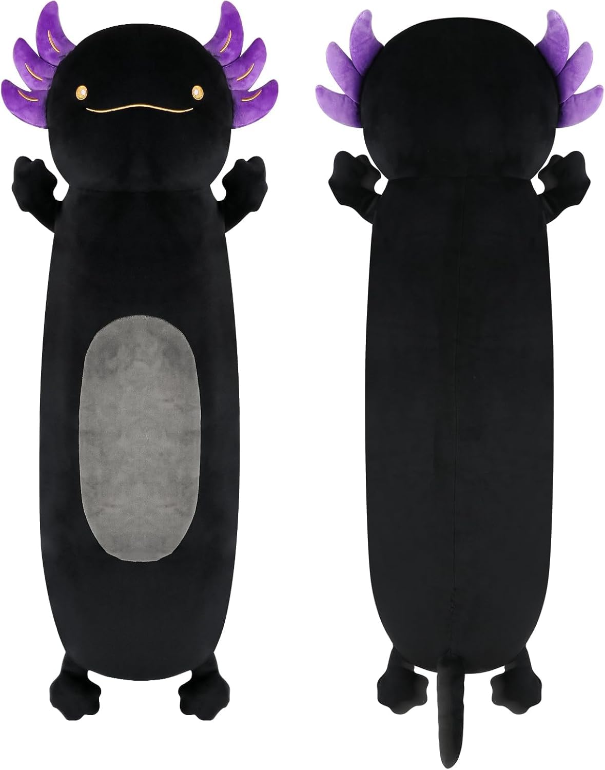 28 Inch Black Axolotl Stuffed Animal, Cute Long Body Cuddle Squishy Pillow, Big Axolotl Plushies Toy Gifts For Kids, Boys For Bi