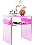 solaround Clear Acrylic End Table 2-Tier Bedside nightstand for Living Room Bedroom Home Decor (Pink)