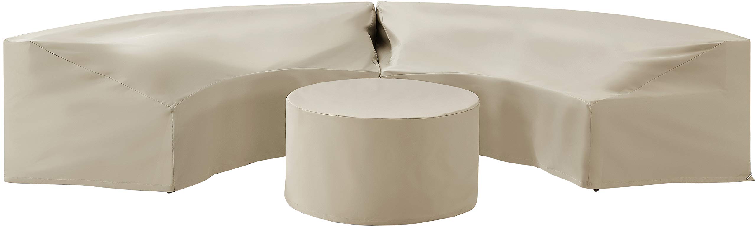 Crosley Furniture Patio Furniture Covers, Waterproof 3-Piece Cover Set for Round Outdoor Sectional, Tan