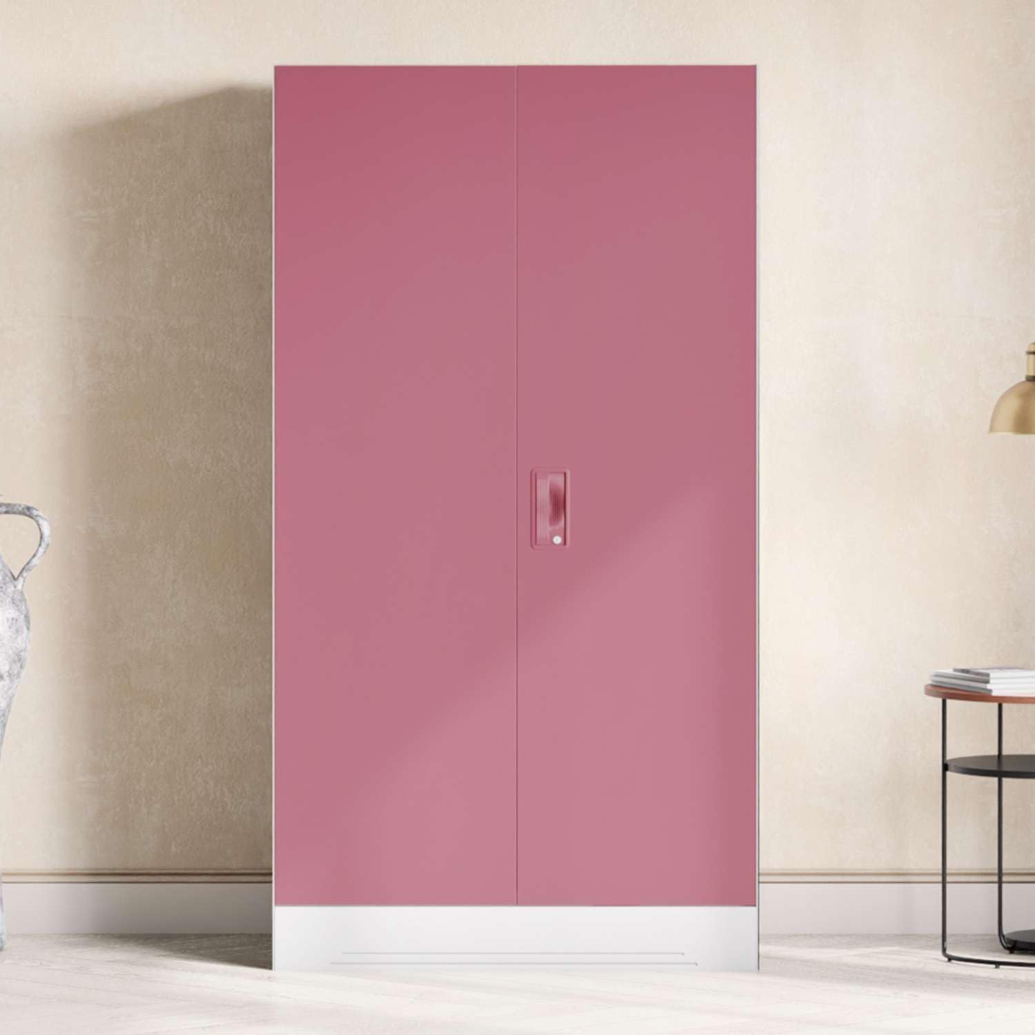 Godrej Interio Almirah Slimline 2Door Steel Almirah, Cupboard For Clothes (Royal Ivory And Dusty Rose), 1Year Warranty, 4 Shel