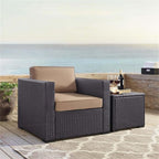 Crosley Furniture Biscayne Outdoor Chair, Wicker Patio Chairs for Porch, Deck, Balcony, Backyard, Brown with Mocha Cushions