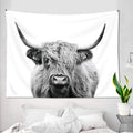 Ambzek Bull Tapestry 51Hx59W Inch Western Wall Decor Highland Cow Wall Art Cattle Farmhouse Farm Animal Wildlife Rustic Country
