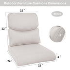 Belord Outdoor Cushions For Patio Furniture 22 X 24 Inch Patio Chair Cushions With Removable Cover, 1 Pair Of Cushions Including