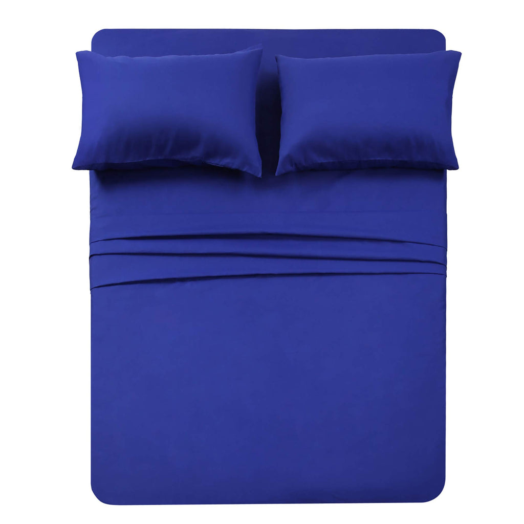 4 Piece Bed Sheet Set (Queen,Royal Blue) 1 Flat Sheet,1 Fitted Sheet And 2 Pillow Cases,Brushed Microfiber Luxury Bedding With Deep Pockets