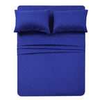 4 Piece Bed Sheet Set (Queen,Royal Blue) 1 Flat Sheet,1 Fitted Sheet And 2 Pillow Cases,Brushed Microfiber Luxury Bedding With Deep Pockets