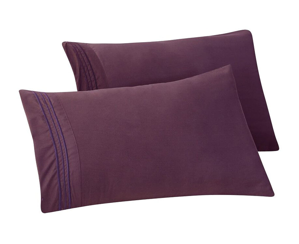 Elegant Comfort Solid Pillowcases 1500 Thread Count Egyptian Quality - Easy Care, Smooth Weave, Wrinkle And Stain Resistant, Easy Slip-On, 2-Piece Set, Standard/Queen Pillowcase, Purple