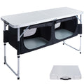 EVER ADVANCED Folding Camping Table with Storage, 4 ft * 2 ft Aluminum Composite Desktop & Adjustable Legs, Outdoor Kitchen Tabl
