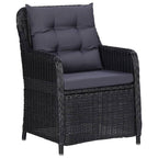vidaXL 3-Piece Patio Dining Set with PE Rattan Chairs, Powder-Coated Steel Frame, Glass Tabletop, Comfortable Cushions in Sleek Black Design