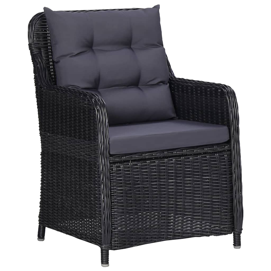 vidaXL Patio Dining Set - 5 Piece Outdoor Dining Set with 4 PE Rattan Chairs and Glass Top Table - Weather-Resistant and Easy Maintenance - Black