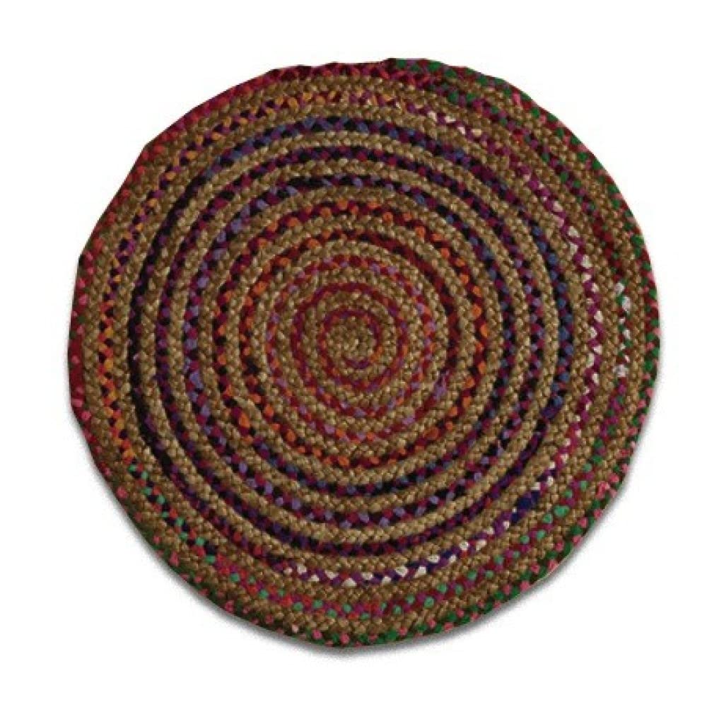 HomeRoots Rainbow 3' Round Multicolor Bohemian Braided Rug