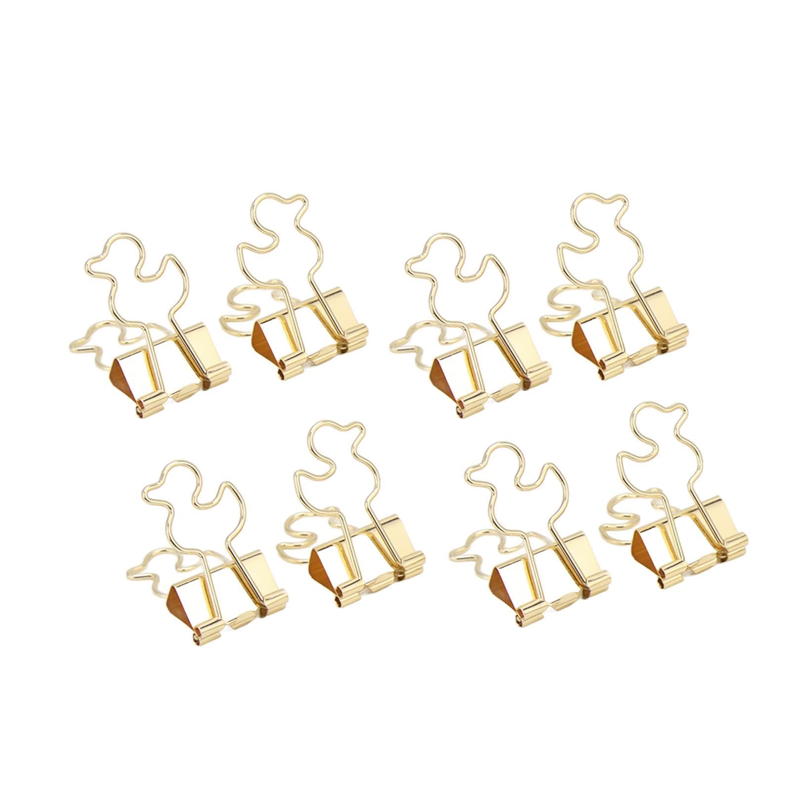 Herchr Binder Clips, 20Pcs Gold Paper Clamps Small Duck Paper Clips Gold Paper Clips Set Cute Paper Clips For Planner Metal Pape