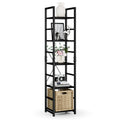 Numenn 5 Tier Slim Bookshelf, Tall Bookcase Shelf Storage Organizer, Modern Book Shelf For Bedroom, Living Room And Home Office, Black
