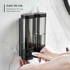 2-Chamber Soap Dispensers Wall Mount,400Ml Bathroom Shower Dispenser,Press Manually Lotion Shower Soap Dispenser Use For Home,Ba