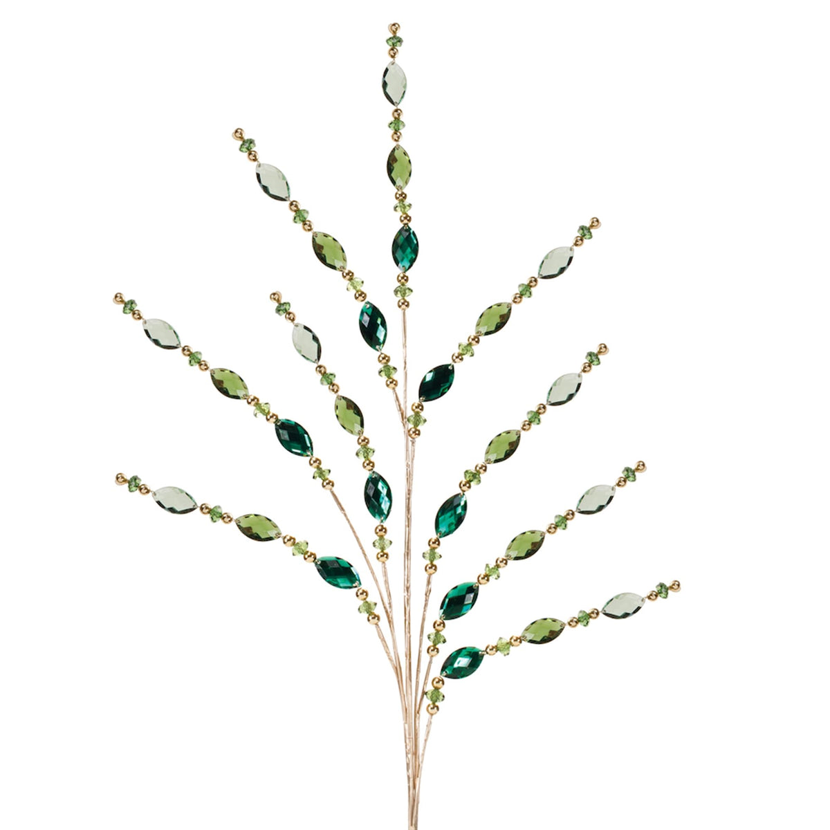 Melrose Jeweled and Bead Artificial Christmas Sprays - 33.75' - Green - Set of 2