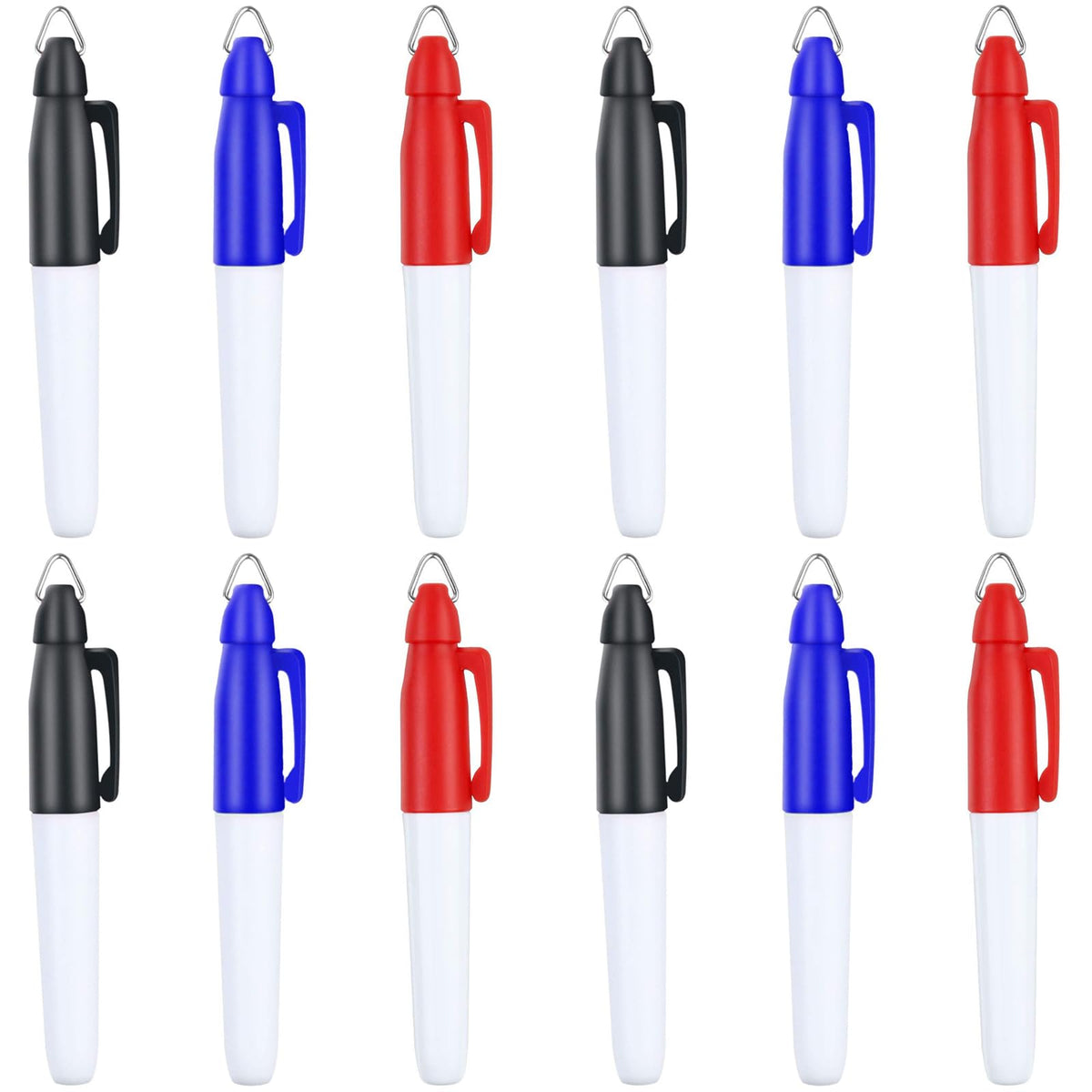 Jkjf 12Pcs Mini Permanent Markers With Cap Clips Golf Ball Marker Pen Medical Nurses Badge Marker For School Office Stationery S