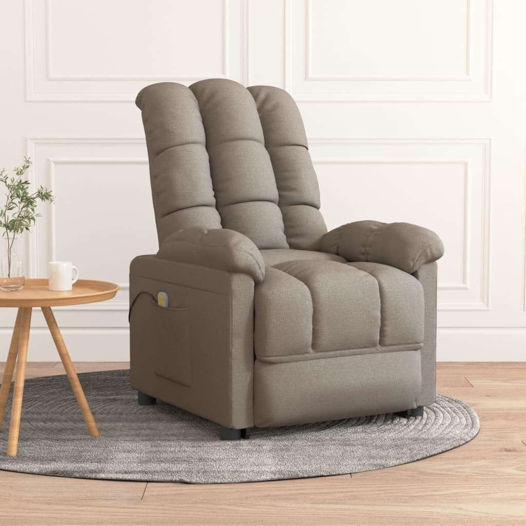 vidaXL Modern Fabric Massage Recliner Chair in Taupe - Relaxation Therapy with Comfortable Padding and Easy Maintenance