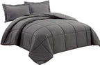 Chezmoi Collection 3-Piece Down Alternative Comforter Set (King, Gray)