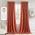 Miulee Back Tab Burnt Orange Blackout Curtains 108 Inch Long 2 Panels Set For Living Room Bedroom Privacy, Fall Terracotta Rod Pocket/Pinch Pleated Extra Long Room Darkening Light Blocking Drapes