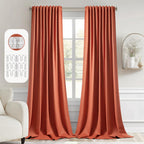 Miulee Back Tab Burnt Orange Blackout Curtains 108 Inch Long 2 Panels Set For Living Room Bedroom Privacy, Fall Terracotta Rod Pocket/Pinch Pleated Extra Long Room Darkening Light Blocking Drapes