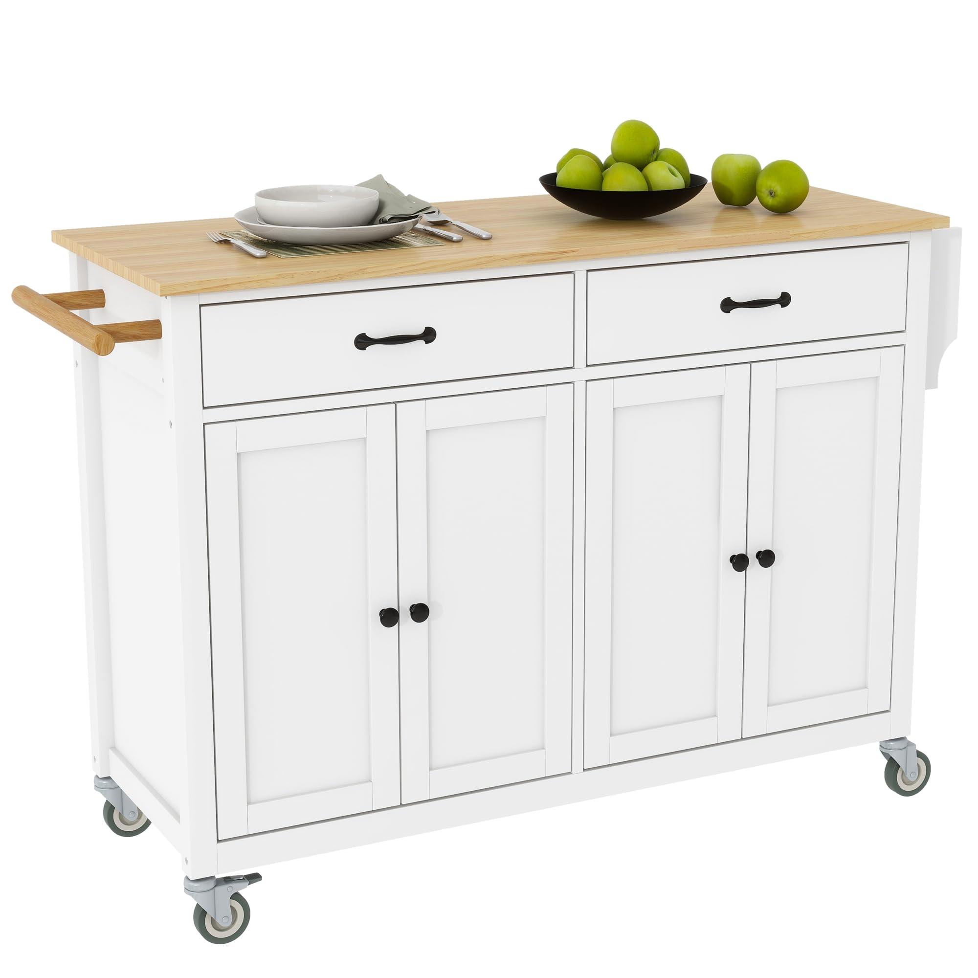 Lumisol Kitchen Island On Wheels With Storage, Large Kitchen Island Cart With Drawer And Storage Cabinets, Rolling Kitchen Islan