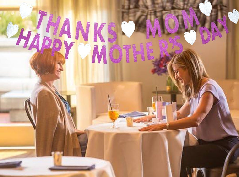 Goer Mother'S Day Decorations Happy Mother'S Day Thanks Mom Banner Pink Glitter Garland Photo Props