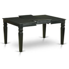 East West Furniture Wecl5-Blk-C 5 Piece Dining Room Table Set Includes A Rectangle Kitchen Table With Butterfly Leaf And 4 Linen Fabric Upholstered Dining Chairs, 42X60 Inch, Black