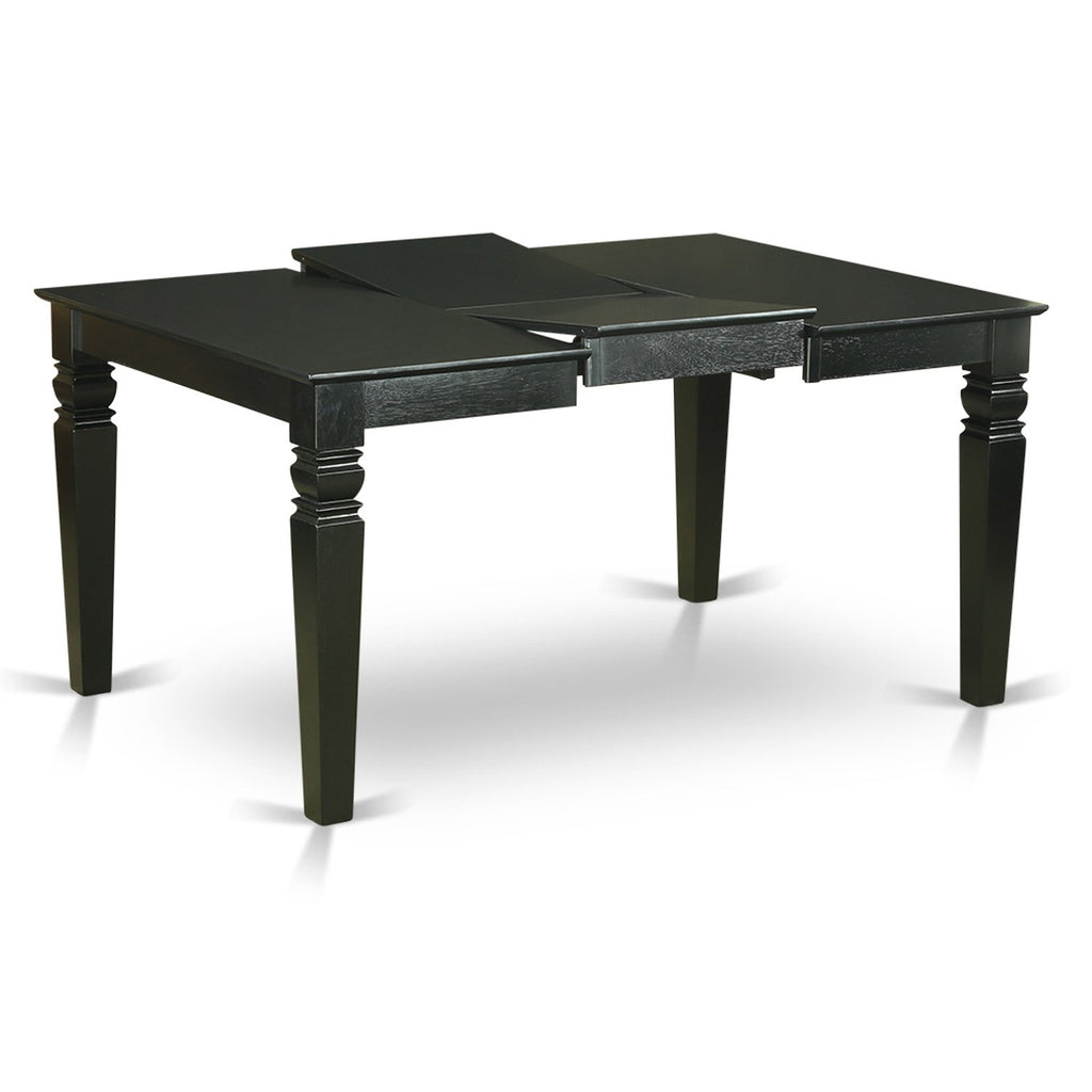 East West Furniture Wecl7-Blk-C 7 Piece Set Consist Of A Rectangle Dining Room Table With Butterfly Leaf And 6 Linen Fabric Upholstered Chairs, 42X60 Inch