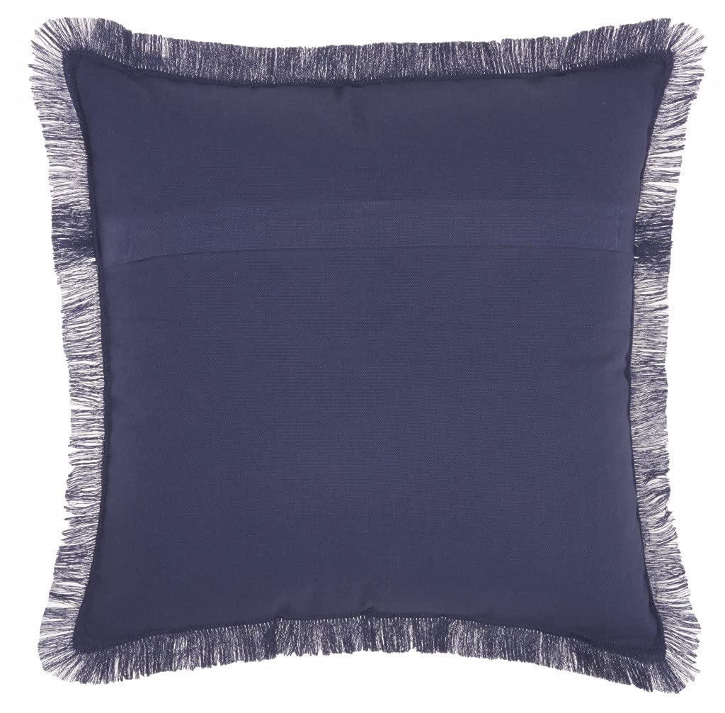 HomeRoots 100% Cotton Solid Navy Contemporary Throw Pillow