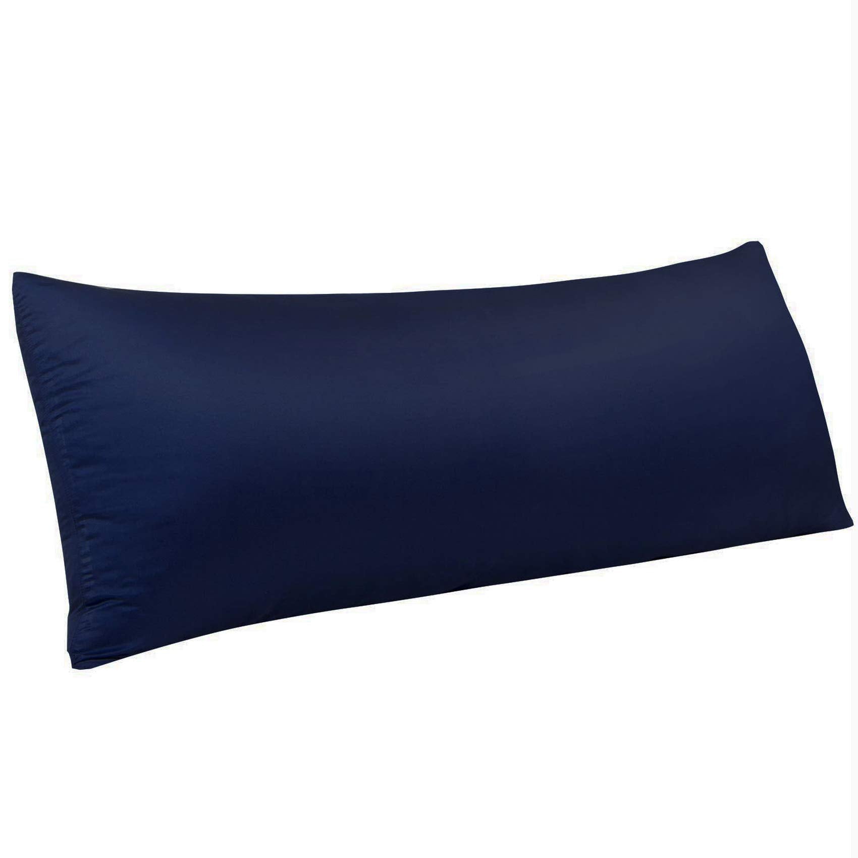 Ntbay Zippered Satin Body Pillow Pillowcase, Silky Slip Cooling Body Pillow Cover, Long Side Hidden Zipper, 20X54 Inches, Navy Blue