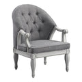 Acme Furniture Florian Button Tufted Fabric & Wood Chair in Gray/Antique White
