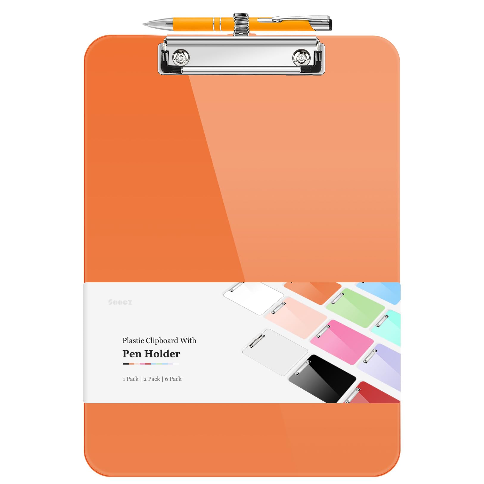 Sooez Plastic Clipboard With Pen Holder, [10% Thicker] Clip Boards 8.5X11 With Low Profile Clip, Kids Clipboards For School, Cut