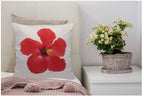 Wondertify Throw Pillow Case Cover Red Hibiscus Flower On A White Background Tropical - Soft Linen Pillow Case For Decorative Bedroom/Livingroom/Sofa/Farm House - Cushion Covers 18X18 Inch 45X45 Cm