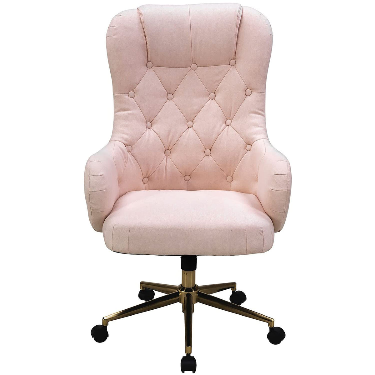 Hanover Savannah High Back Tufted Pink Ergonomic Office Chair with Lumbar Support and Adjustable Seat Height, Computer Chair for Desk with Wheels and Gas Lift, Deep-Seating Swivel Office Chairs