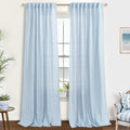 Koufall Pale Blue Curtains 96 Inches Long For Living Room,Linen Sheer Pleated Coastal Curtains For Nursery Boy Girl,Pastel Light Blue