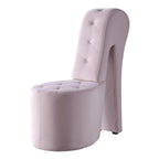 Best Master Furniture Tristram 19" Velvet High Heel Shoe Chair in Pink