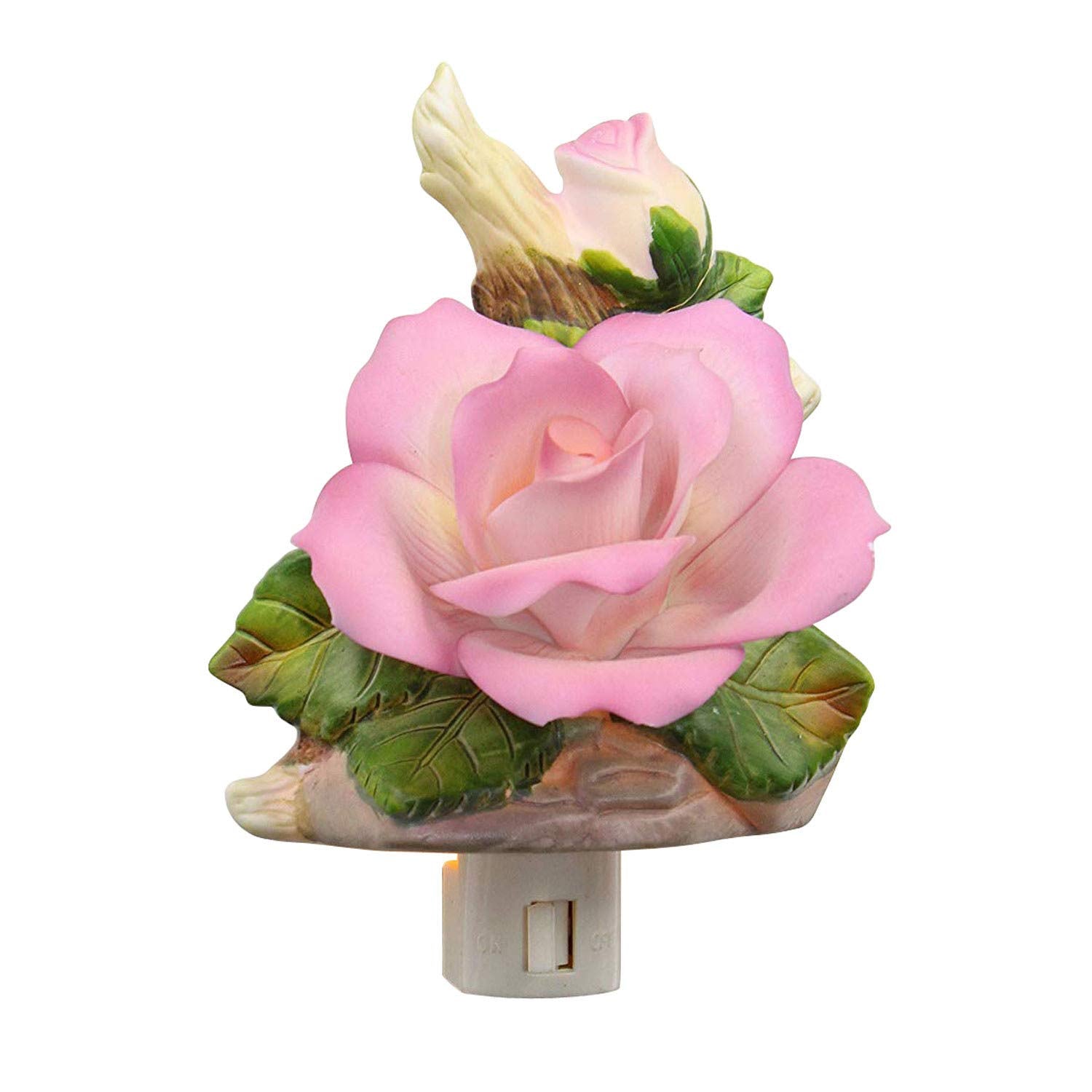 Cosmos 2125 Fine Porcelain Lighted Purple Rose Night Light, 3-1/2-Inch