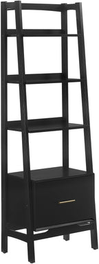 Crosley Furniture Landon Small Bookshelf Etagere, Bookcase Storage with Shelves and File Drawer, Matte Black