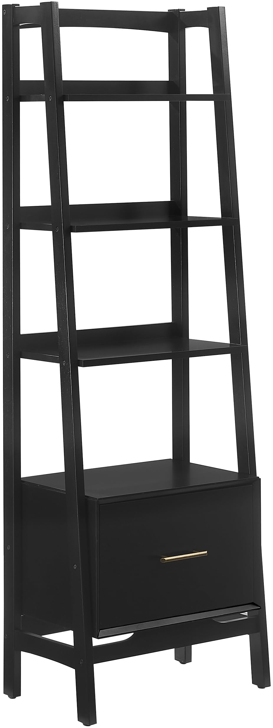 Crosley Furniture Landon Small Bookshelf Etagere, Bookcase Storage with Shelves and File Drawer, Matte Black