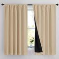 Nicetown Bedroom Full Blackout Curtain Panels, Super Thick Insulated Window Covers, Rod Pocket Draperies With Black Liner For Sh