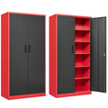 Sisesol Metal Storage Cabinet With 6 Shelves,Red Garage Storage Cabinet With Lock,Metal Cabinet With Locking Doors,Steel Cabinet,72' Lockable Storage Cabinet For Home,Office,Shop,Garage Cabinets